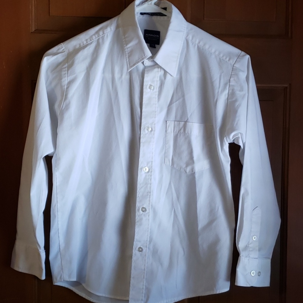 Boys white button-down long sleeve shirt